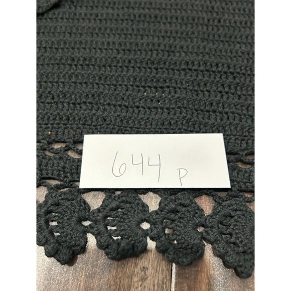 WD-NY Black Open Front Crochet Sweater Lightweight  Cardigan Shrug Size Large - Picture 8 of 9